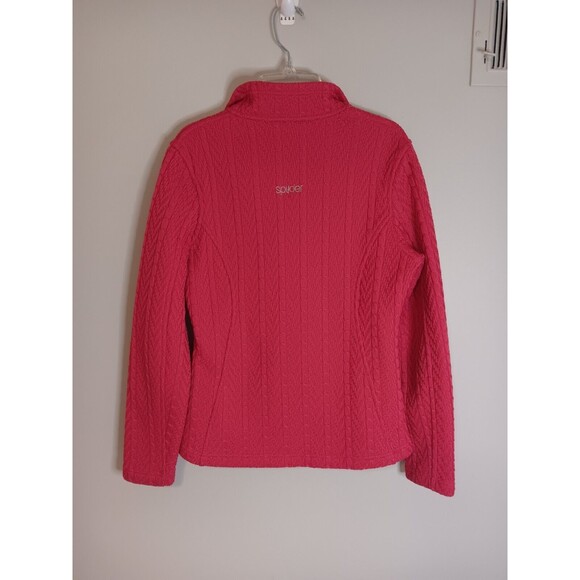 SPYDER Hot Pink Ribbed Knit Zip Front Core Sweater Jacket Women’s Sz Medium - Picture 5 of 6